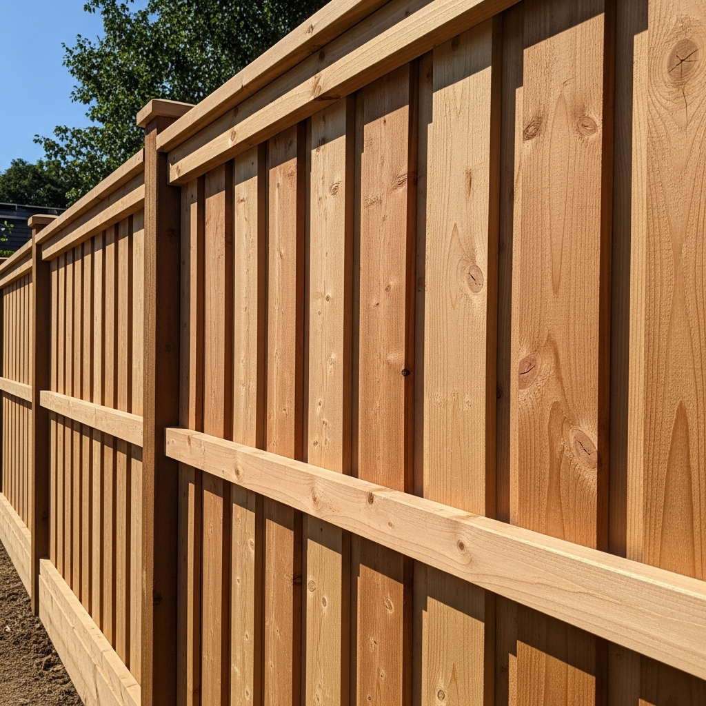 Cedar fence texture with clear weatherproofing sealant